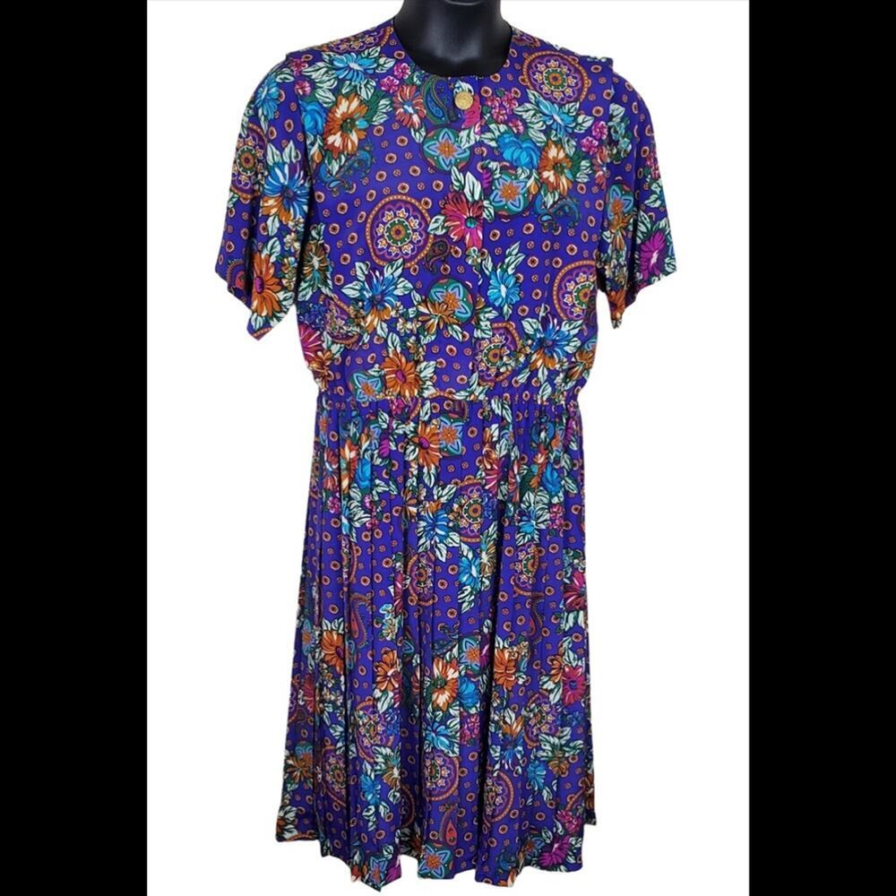 LESLIE FAY CLASSICS Vintage Floral Midi Dress Sz 10
